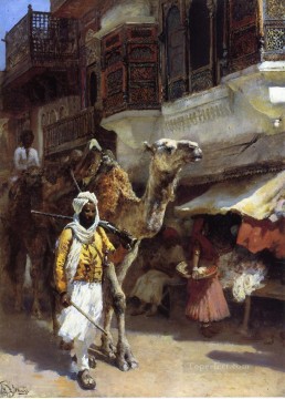 Árabe Painting - Hombre llevando un camello árabe Edwin Lord Weeks